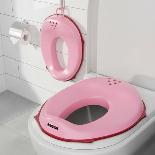 StarAndDaisy Uonibaby by StarAndDaisy Baby potty seat for kids 2-5 years Ergonomic Toddler Potty Chair, Splash Guard & Non-Slip Base/Portable & Easy Clean Potty Seat for Babies (Dark-Pink) - Image 1