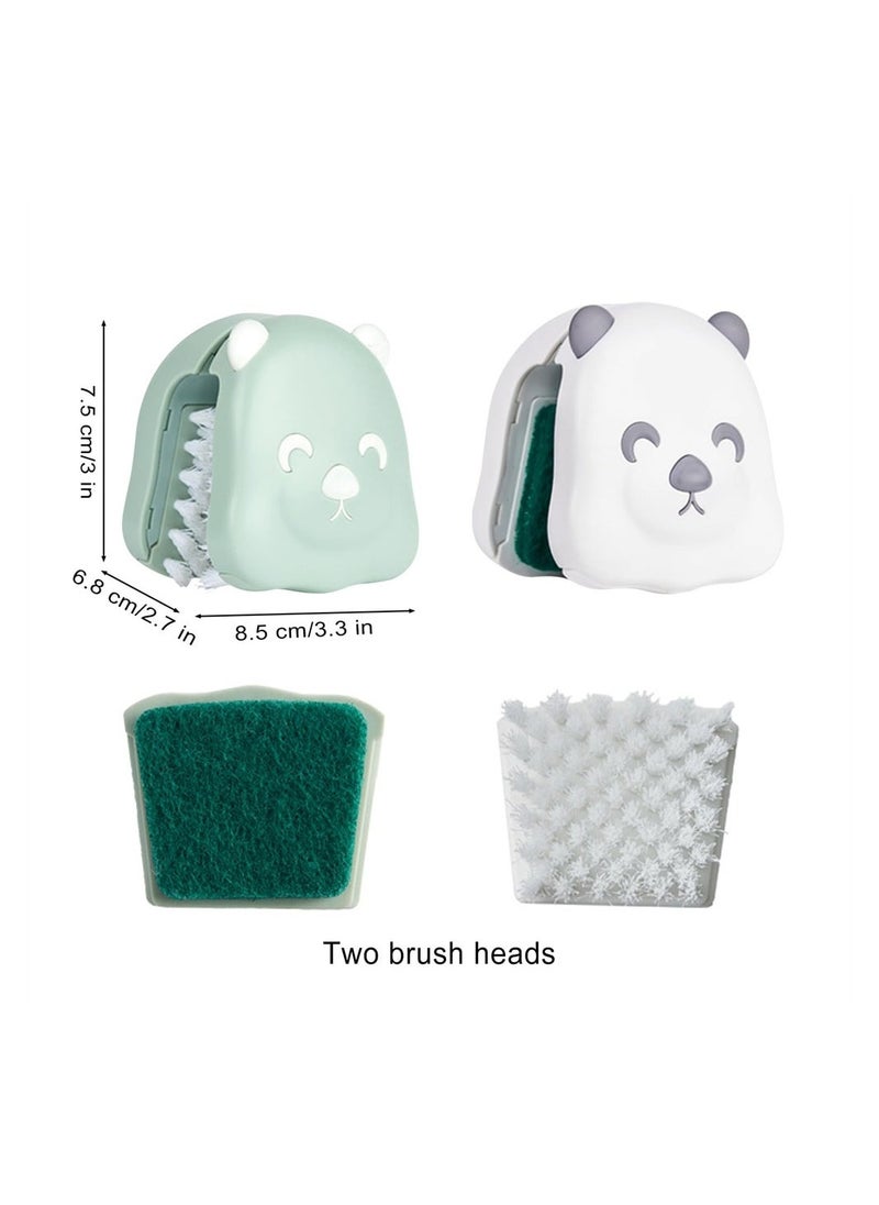 Knife Cleaner, 2PCS ABS Cutlery Cleaner, Bear Shape Blade Non-Slip Brush, Double Sided Bristle Scrubber for Kitchen Chopsticks Fork Spoon Knives Washing (White, Green)  - Image 5