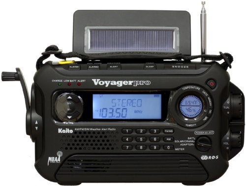 Kaito Voyager Pro KA600 Digital Solar Dynamo Crank Wind Up AM/FM/LW/SW & NOAA Weather Emergency Radio with Alert & RDS, Flashlight and Reading Lamp + Smart Phone Charger, Black - Image 5