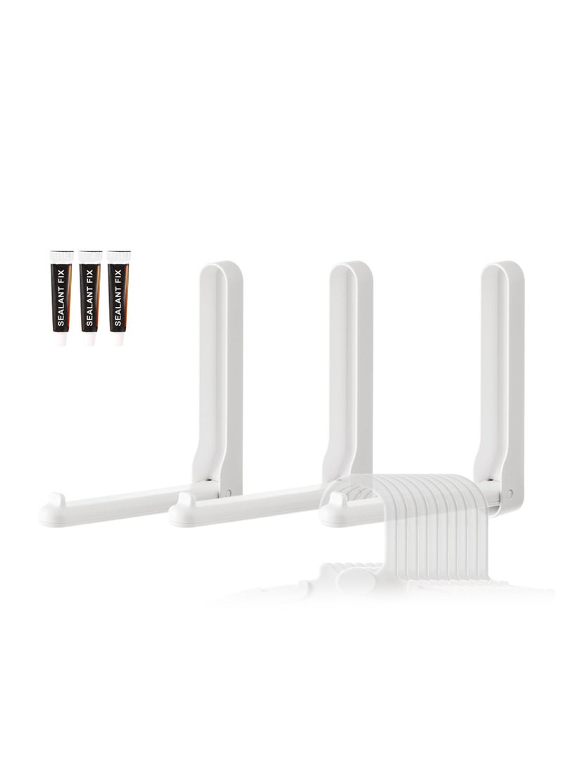 Foldable Plastic Hanger Organizers - Wall-Mounted Storage Stand with Adhesive Glue Space-Saving Rack for Closet & Laundry Durable ABS Material (Set of 3) - Image 1
