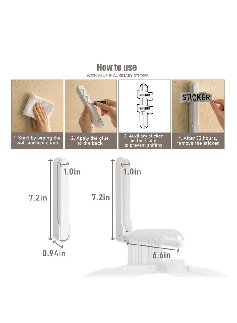 Foldable Plastic Hanger Organizers - Wall-Mounted Storage Stand with Adhesive Glue Space-Saving Rack for Closet & Laundry Durable ABS Material (Set of 3) - Image 3