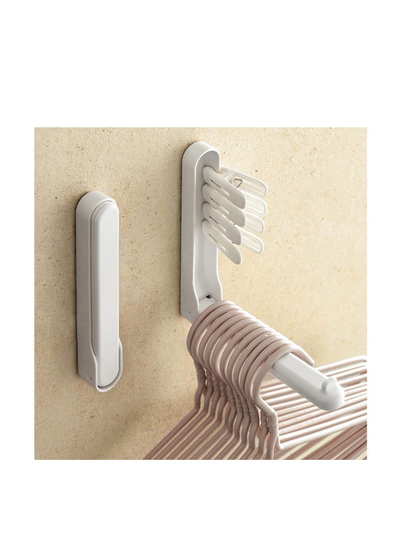 Foldable Plastic Hanger Organizers - Wall-Mounted Storage Stand with Adhesive Glue Space-Saving Rack for Closet & Laundry Durable ABS Material (Set of 3) - Image 2