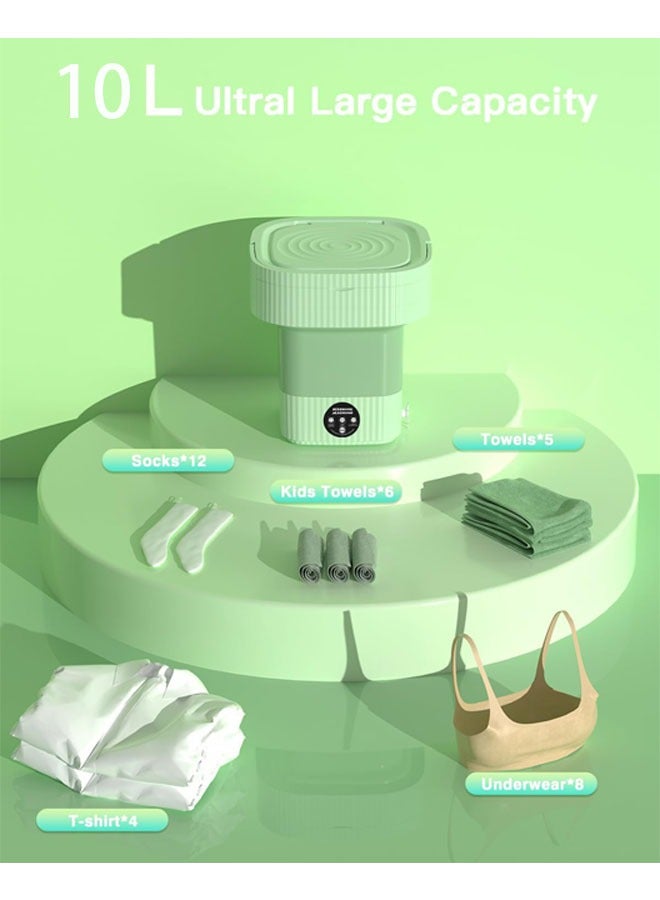 Mini Washing Machine,10 L Folding Mini Washer with 3 Modes Deep Cleaning of underwear, baby clothes, Foldable Washing Machine for Apartments, Dorm, Camping, RV, Travel Laundry, Green  - Image 3
