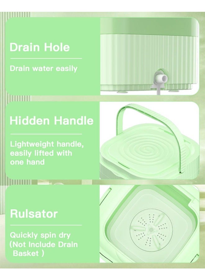 Mini Washing Machine,10 L Folding Mini Washer with 3 Modes Deep Cleaning of underwear, baby clothes, Foldable Washing Machine for Apartments, Dorm, Camping, RV, Travel Laundry, Green  - Image 2