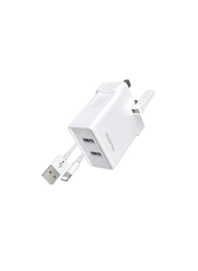 Mcdodo HCH-5720 Dual USB Charger  1m Lightning Cable Travel Set - Image 3