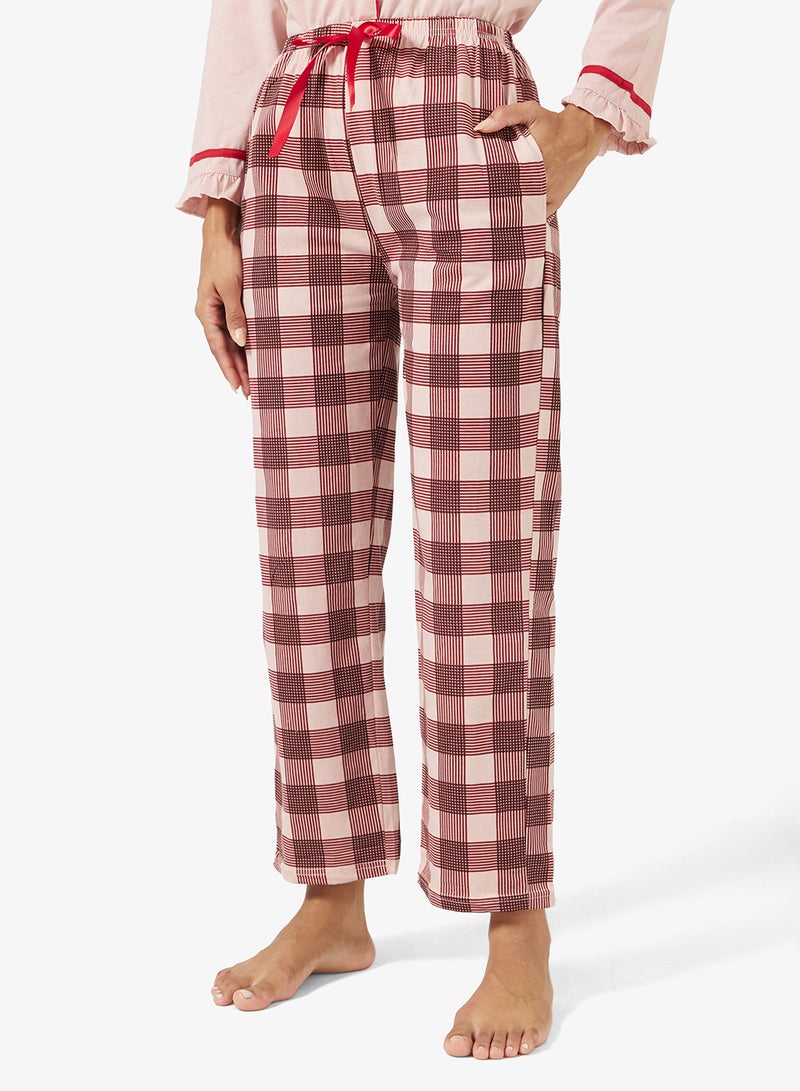 Ginger Button Up Shirt & Checkered Pyjama Set - Image 4