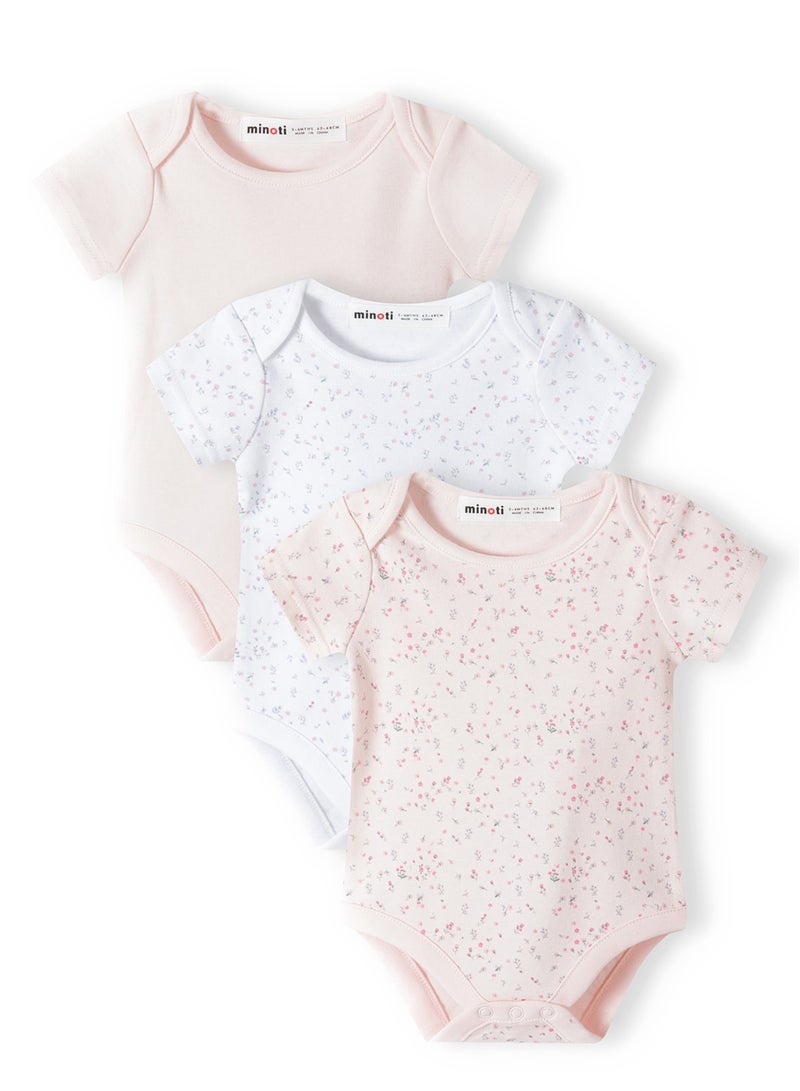 مينوتي طقم باديهات بناتي ٣ قطع بأكمام قصيرة ونقشات ناعمة - Image 1
