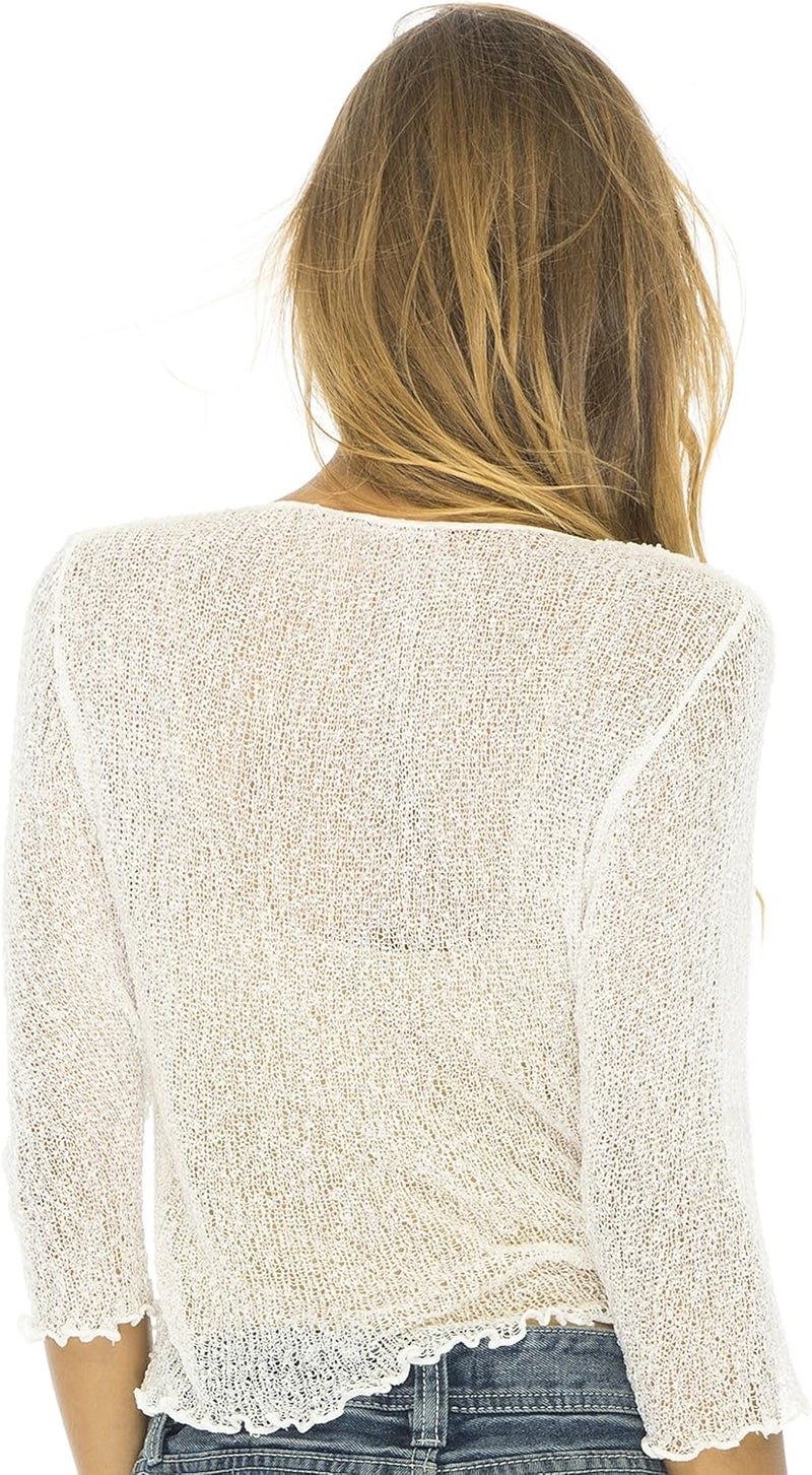 Back From Bali Womens Sheer Shrug Cardigan Lightweight Knit - Image 2