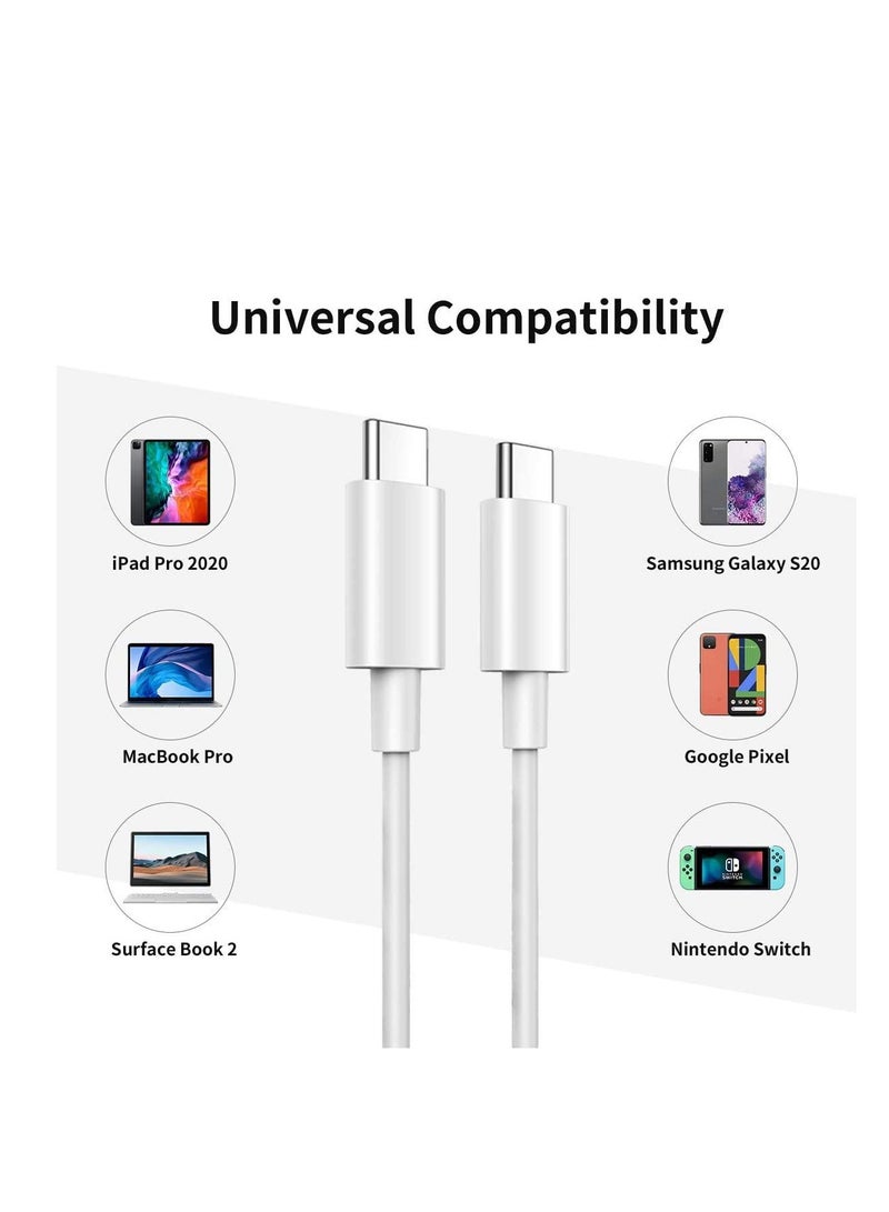 USB C to USB C Fast Charging Cable 60W【6ft】,Type C to Type C Cord for MacBook Air, Mac Book Pro 2020,iPad 12.9 5th/Air 4/Mini 6, Samsung S23 Plus/S22 ultra/S21/S20/a53--White - Image 4