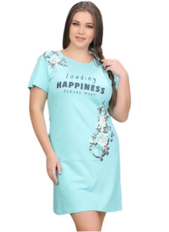 Ganna - Cotton night dress with short sleeves loose elegant large sizes - Image 1