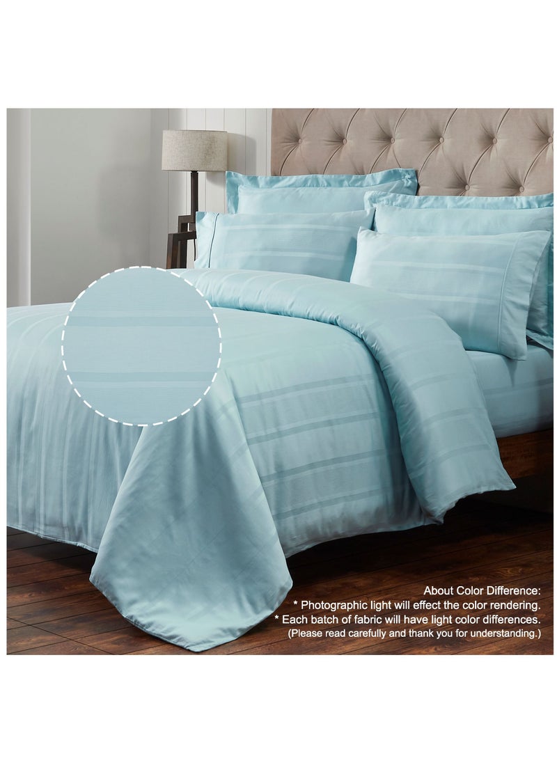 Donetella Cotton Duvet Cover Set 6-Pcs Double Size Reversible Printed Comforter Covers With Hidden Zipper Closure And Corner Holders(Without Duvet Filler/Insert),Teal  - Image 3