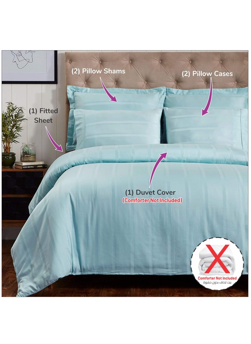 Donetella Cotton Duvet Cover Set 6-Pcs Double Size Reversible Printed Comforter Covers With Hidden Zipper Closure And Corner Holders(Without Duvet Filler/Insert),Teal  - Image 4