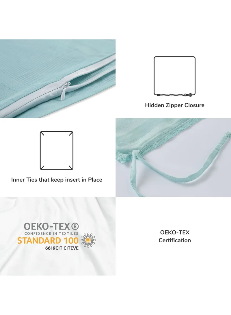 Donetella Cotton Duvet Cover Set 6-Pcs Double Size Reversible Printed Comforter Covers With Hidden Zipper Closure And Corner Holders(Without Duvet Filler/Insert),Teal