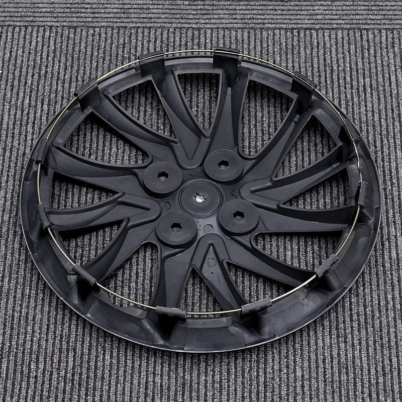 DEMULAX 14 Inch Silver Black Car Wheel Hubcap - Image 4