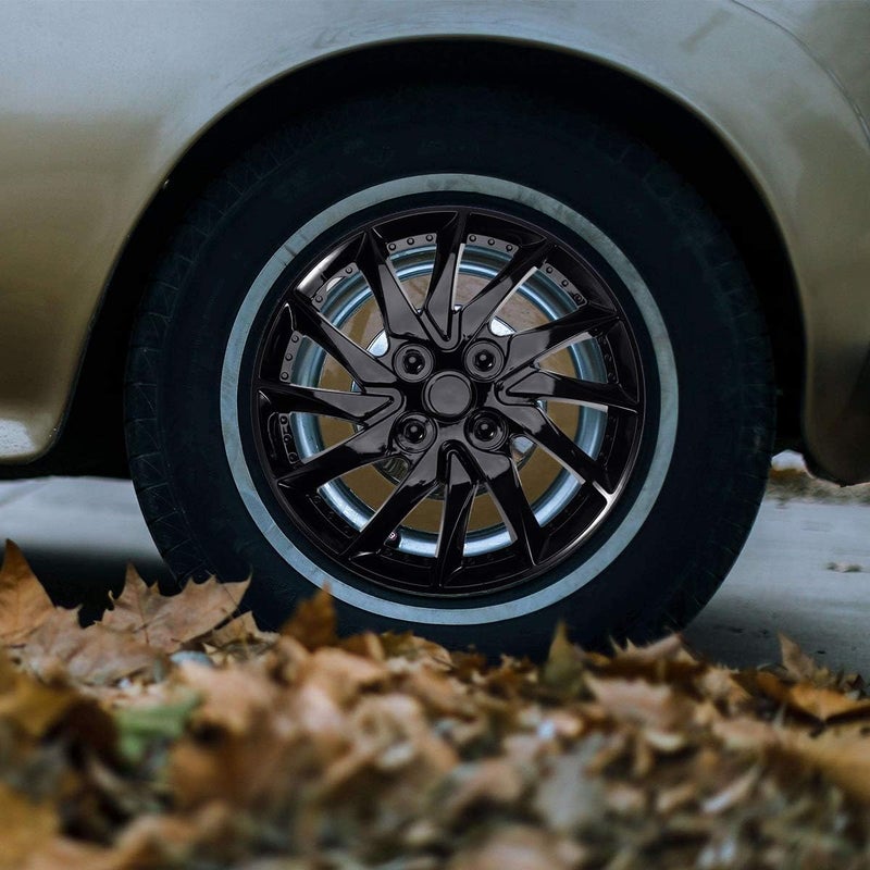 DEMULAX 14 Inch Silver Black Car Wheel Hubcap - Image 2