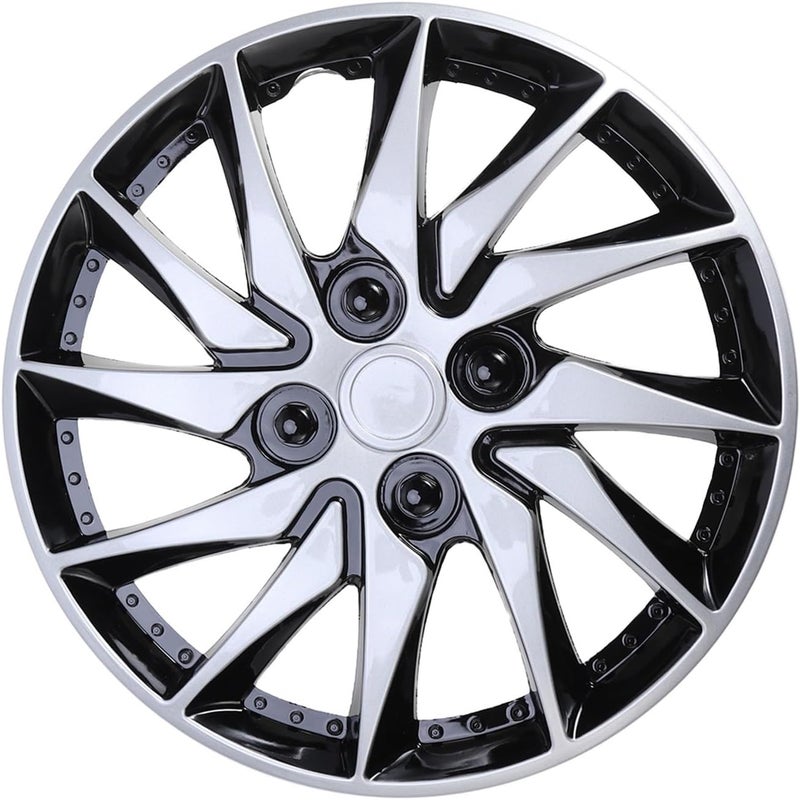 DEMULAX 14 Inch Silver Black Car Wheel Hubcap - Image 1