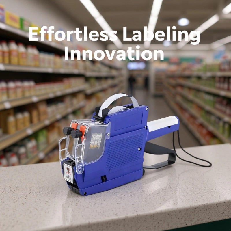 Mx 6600 Label Maker Kit 2 Line 20 Bit Smooth Printing Includes 5 Rolls 1 Ink Roller Blue - Image 5