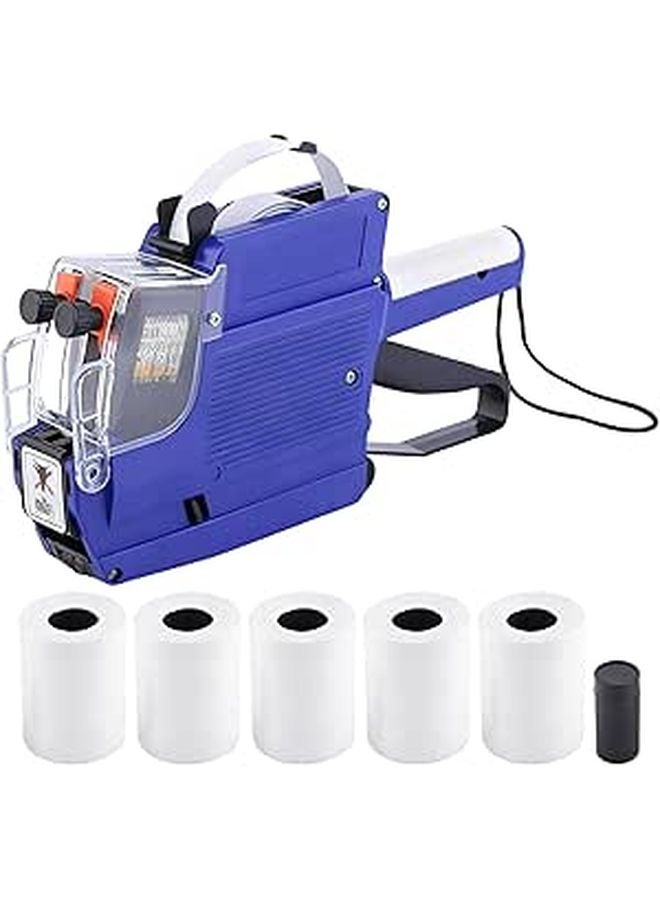 Mx 6600 Label Maker Kit 2 Line 20 Bit Smooth Printing Includes 5 Rolls 1 Ink Roller Blue - Image 1
