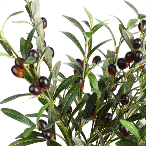 Antspirit 3pcs Artificial Plants Greenery Olive Branches Stems Fake Plants Green Leaves Fruits Branch Leaves for Home Office ndoor Outside DIY-Wreath Decor 27-Inch (3) - Image 4