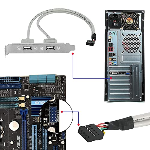 LipiWorld® 2 Port USB 2.0 Cable Adapter Converter Motherboard Rear Panel Extension Bracket to 9 Pin Motherboard Header (Pack of 2) - Image 4