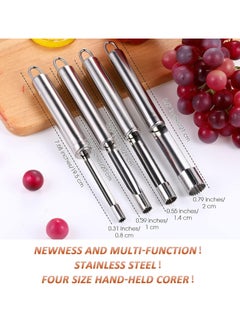 Oasisgalore 4-Piece Stainless Steel Fruit Corer and Pitter Set, 4 Sizes for Pears, Cherries, and Dates  - Image 2