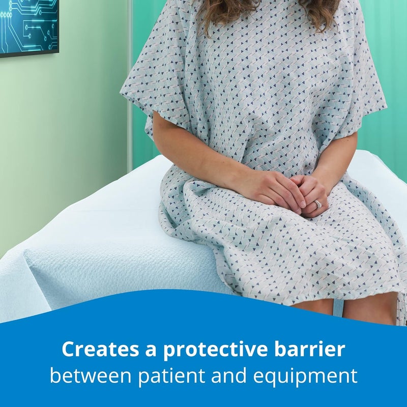 Tidi 357 Avalon Single-Use Medical Equipment Drape, Blue, 40" W x 72" L (Pack of 50) ― Disposable Stretcher Sheet ― Embossed ― 1-Ply Tissue ― Poly Back to Help Prevent Leak-Through ― Medical Supplies - Image 4