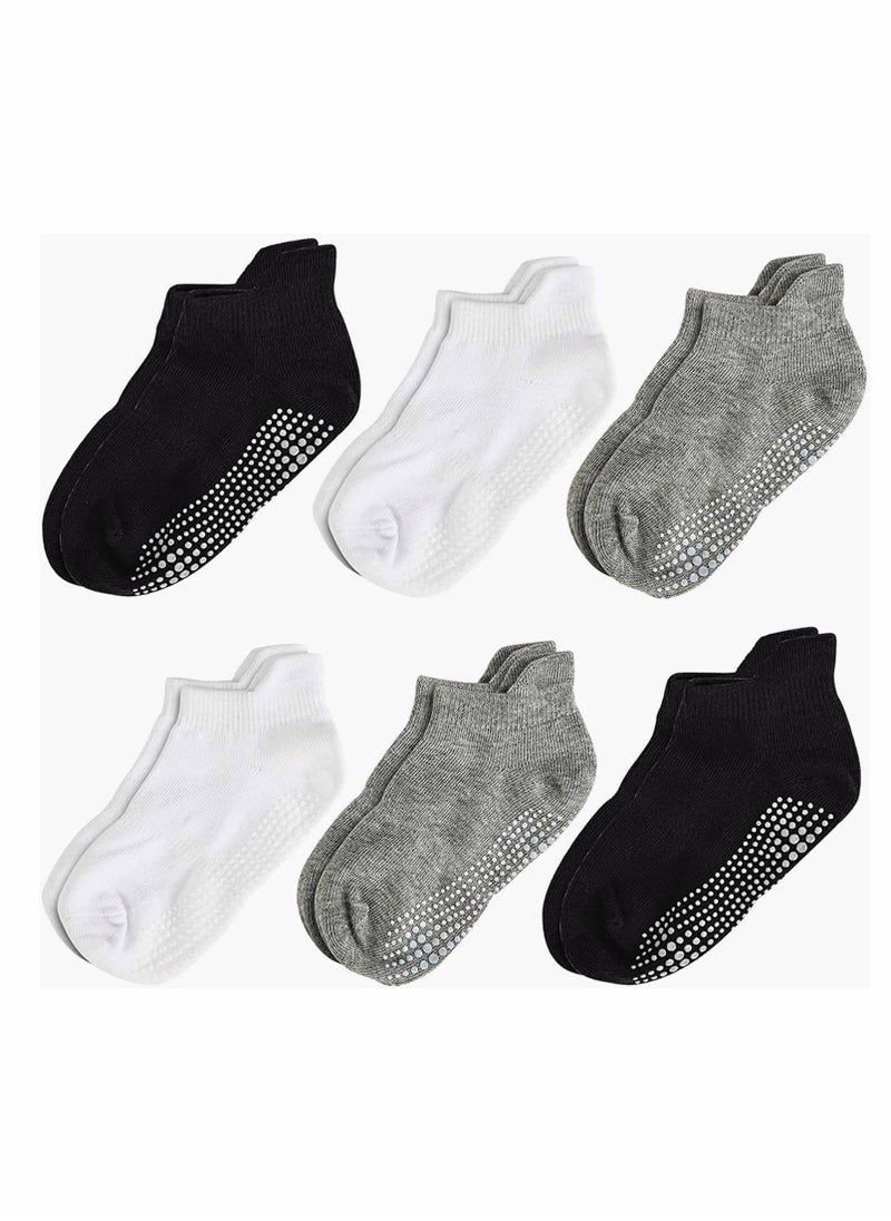 Excefore - Baby Non-Skid Socks, Unisex Cotton Half Cushion Grip Ankle Socks Infants and Toddlers with Non Skid Soles for Kids Boys Girls（12 Pair Pack，M） - Image 1
