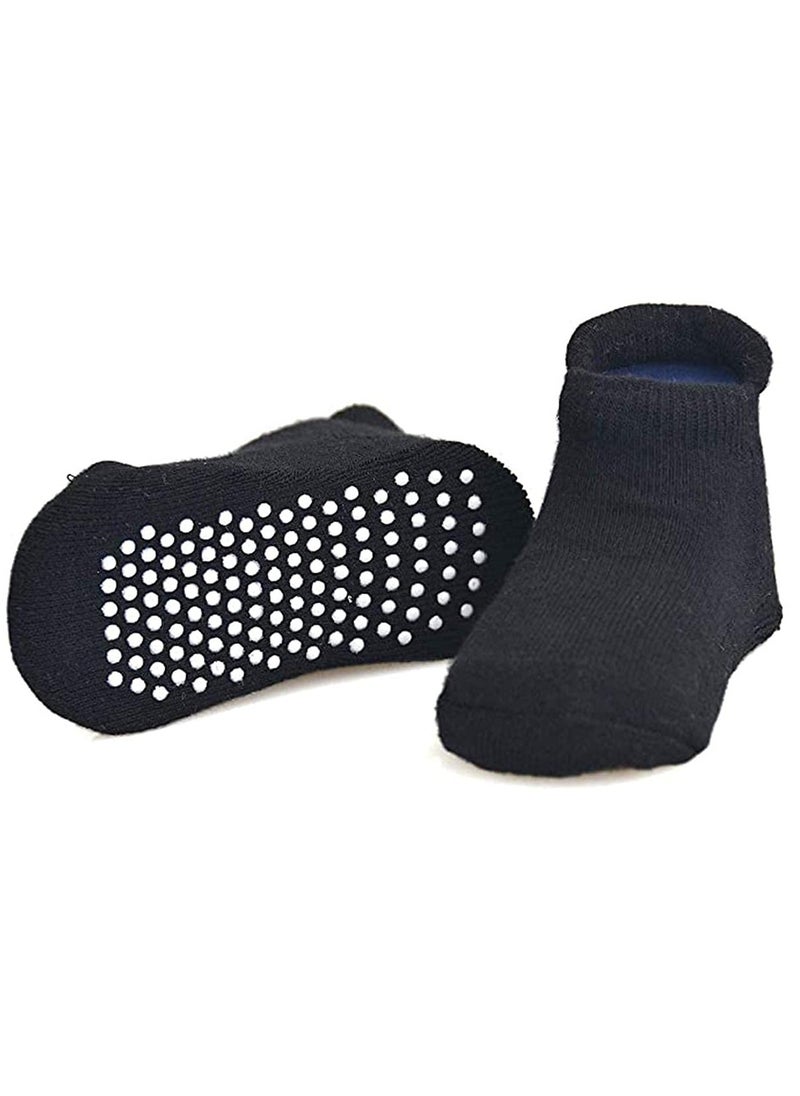 Excefore - Baby Non-Skid Socks, Unisex Cotton Half Cushion Grip Ankle Socks Infants and Toddlers with Non Skid Soles for Kids Boys Girls（12 Pair Pack，M） - Image 1