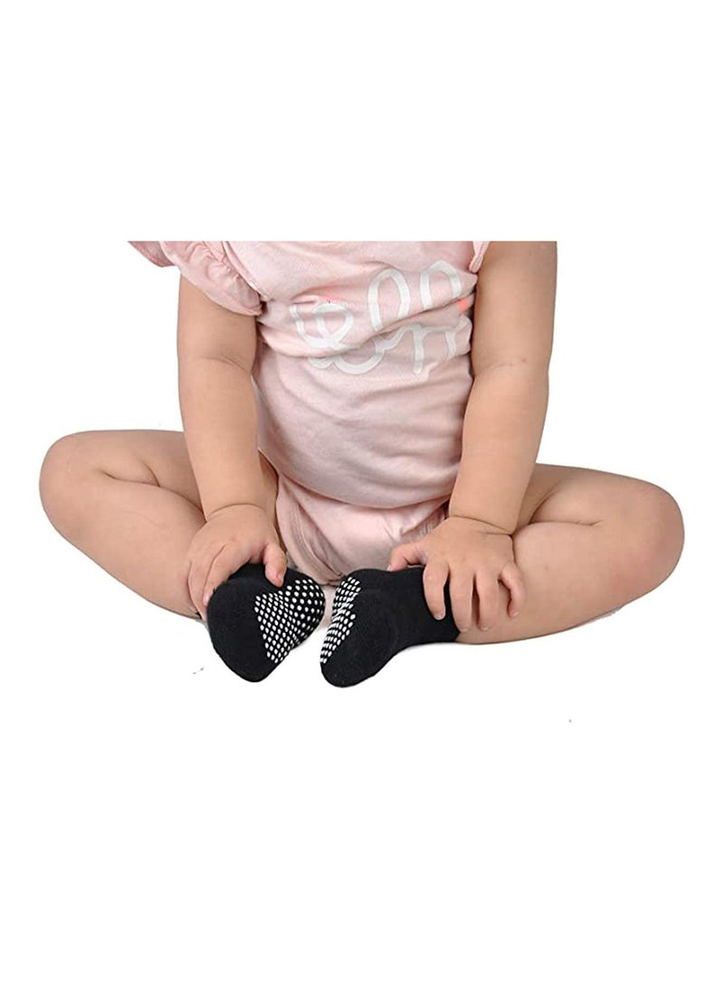 Excefore - Baby Non-Skid Socks, Unisex Cotton Half Cushion Grip Ankle Socks Infants and Toddlers with Non Skid Soles for Kids Boys Girls（12 Pair Pack，M） - Image 1