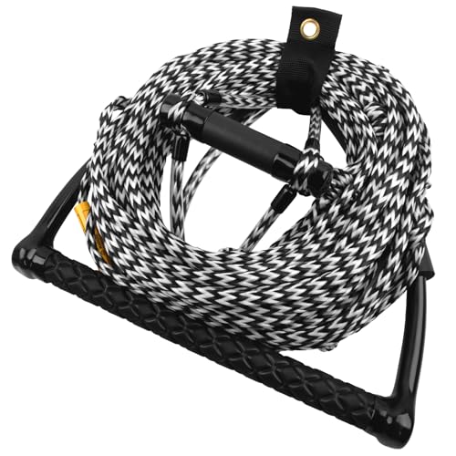 Obcursco Wakeboard Rope, 75FT Water Ski Ropes with EVA Handle, 4 Sections Wake Board Rope for Water Skiing, Wakeboard, Kneeboard (75FT,White & Black) - Image 1