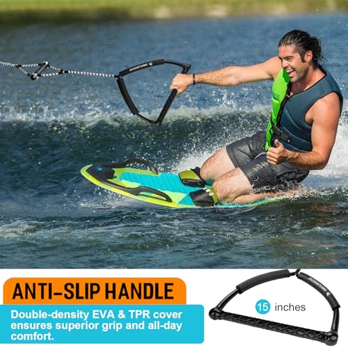 Obcursco Wakeboard Rope, 75FT Water Ski Ropes with EVA Handle, 4 Sections Wake Board Rope for Water Skiing, Wakeboard, Kneeboard (75FT,White & Black) - Image 4