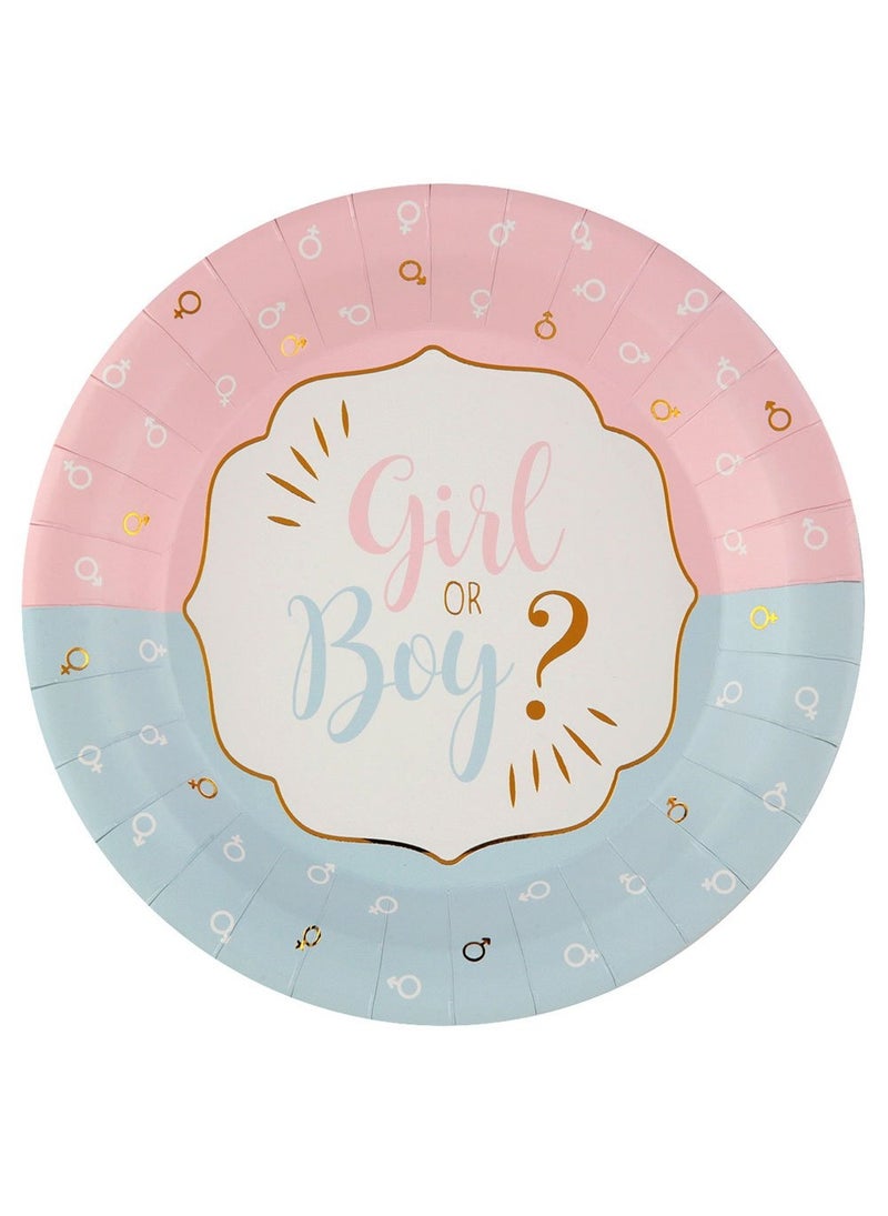 سانتيكس أطباق ورقية للاستخدام مرة واحدة للكشف عن جنس الطفل، أزرق وردي، 22.5 سم، عبوة من 10 قطع - Image 1