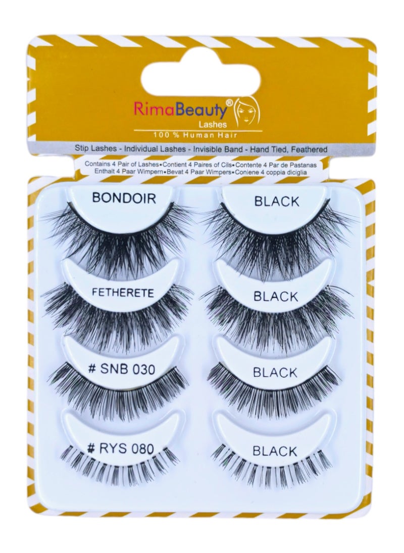 Rima Beauty Lashes - Human HAIR Black 4 IN 1 # BONDOIR # FETHERETE # SNB 030 # RYS 080 - Image 1