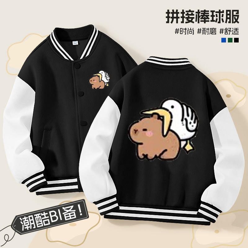 Capybara Capibala Jacket Baseball Suit Girls Children Button Cardigan Capybara Crewneck Jacket - Image 4