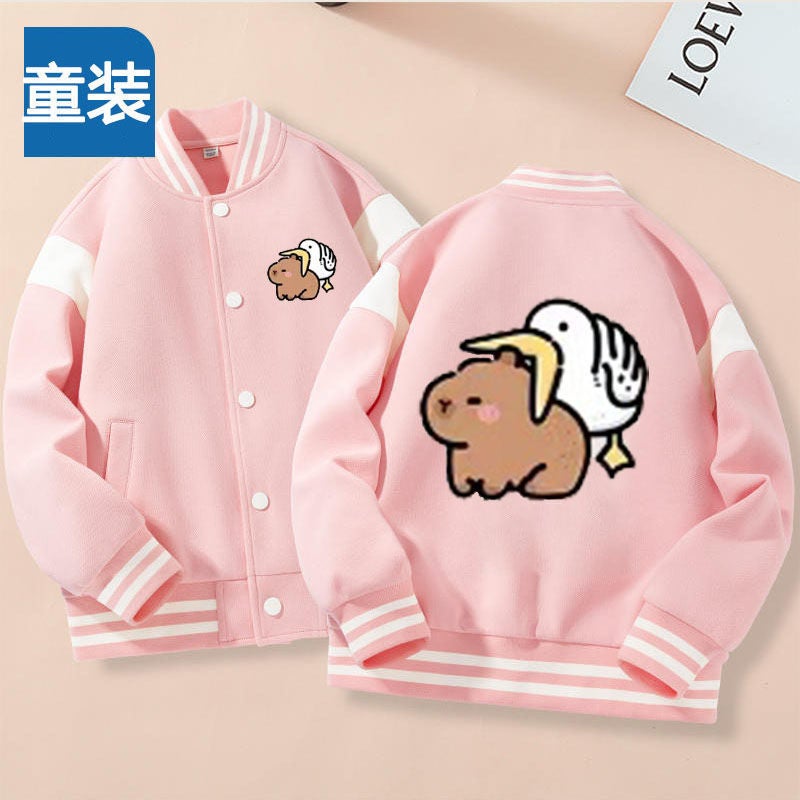 Capybara Capibala Jacket Baseball Suit Girls Children Button Cardigan Capybara Crewneck Jacket - Image 5