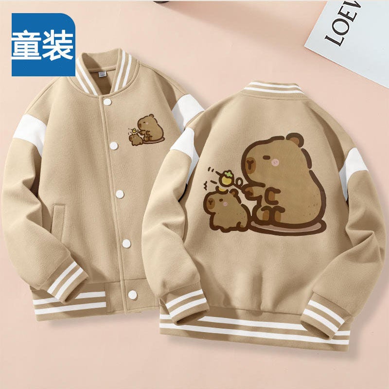 Capybara Capibala Jacket Baseball Suit Girls Children Button Cardigan Capybara Crewneck Jacket - Image 2
