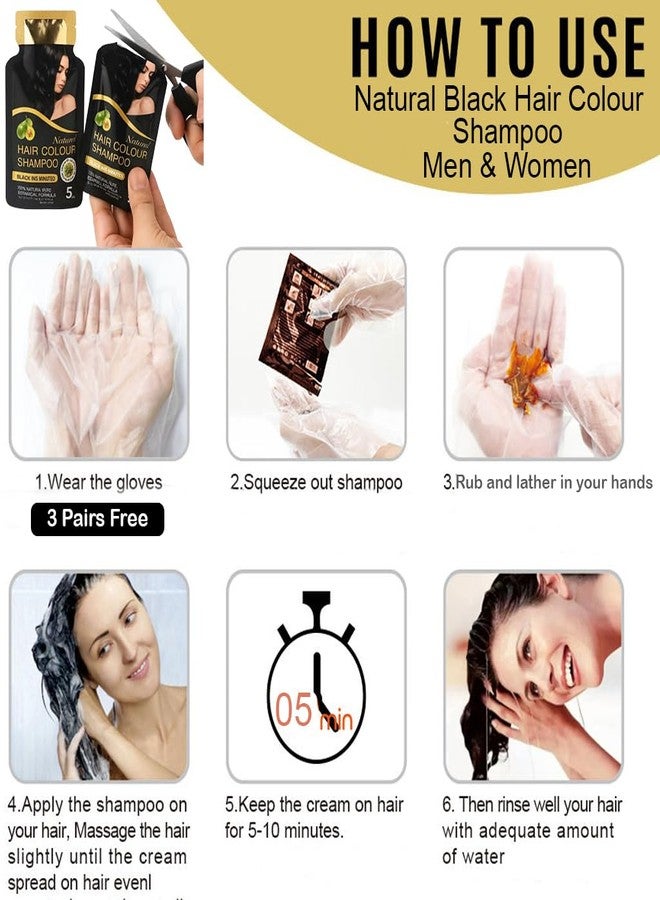 Adbeni Natural Black Hair Color Shampoo with Conditioner for Men & Women | 5 Minute Grey Coverage | Ammonia Free, No Harsh PPD | Herbal Hair Dye Shampoo | 25ml x 3 Sachets - Image 5
