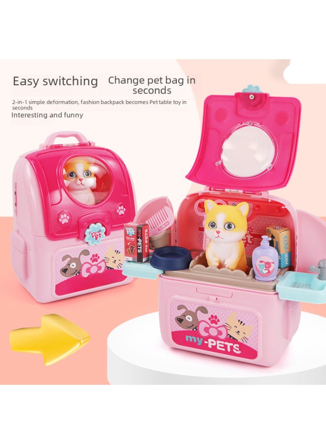 Children Play House Toy Simulation Kitchen Tools Makeup Doctor Nurse Toy Backpack Box 2-in-1 Suit-Color:Chaomei Makeup 2-in-1 Toy Backpack 008-963a - Image 5