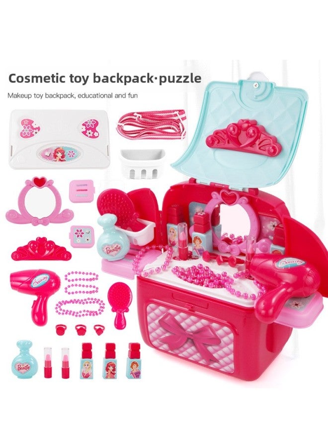 Children Play House Toy Simulation Kitchen Tools Makeup Doctor Nurse Toy Backpack Box 2-in-1 Suit-Color:Chaomei Makeup 2-in-1 Toy Backpack 008-963a - Image 1