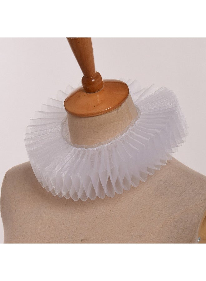 GRACEART White Elizabethan Dickens Ruffle Neck Clown Collar White - Image 2