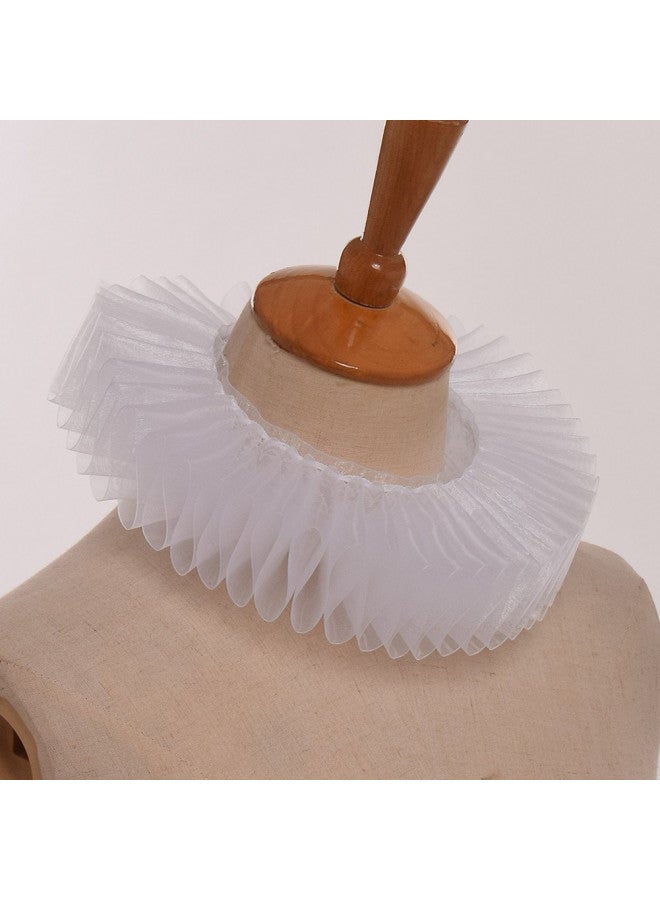 GRACEART White Elizabethan Dickens Ruffle Neck Clown Collar White - Image 3