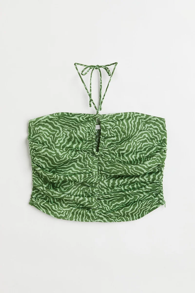 اتش اند ام بلوزة بحمالة عنق من الساتان بتصميم متجمع