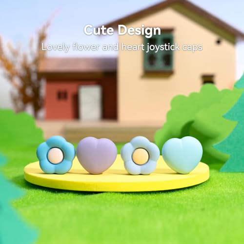 GeekShare Silicone Joy Con Thumb Grip Caps Joystick Cover Compatible with SwitchOLEDSwitch Lite4PCS Heart Flower BluePurple - Image 3