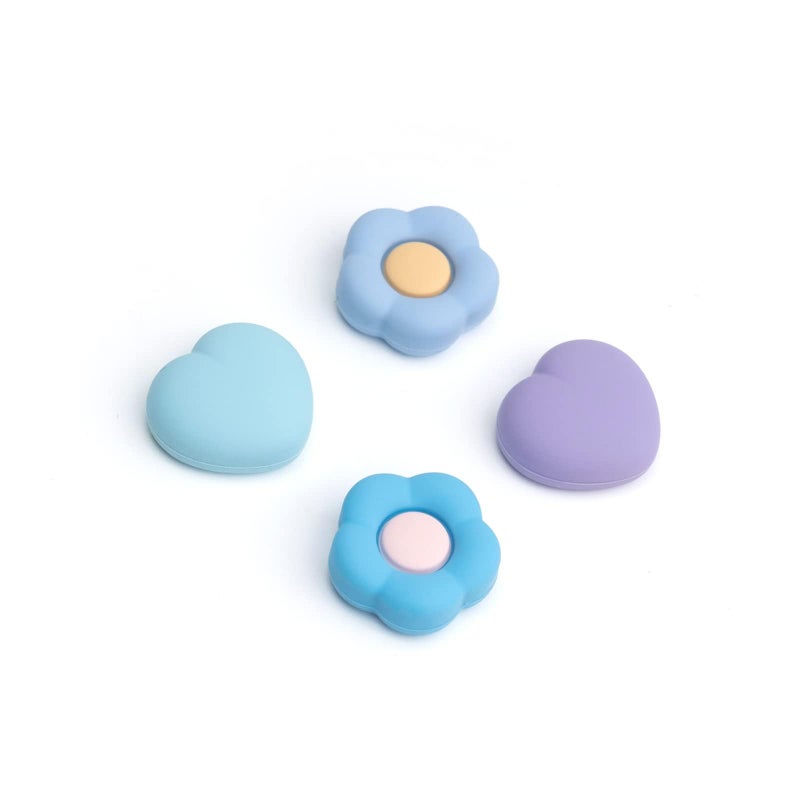 GeekShare Silicone Joy Con Thumb Grip Caps Joystick Cover Compatible with SwitchOLEDSwitch Lite4PCS Heart Flower BluePurple - Image 2