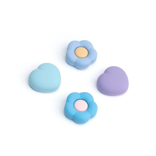 GeekShare Silicone Joy Con Thumb Grip Caps Joystick Cover Compatible with SwitchOLEDSwitch Lite4PCS Heart Flower BluePurple - Image 1