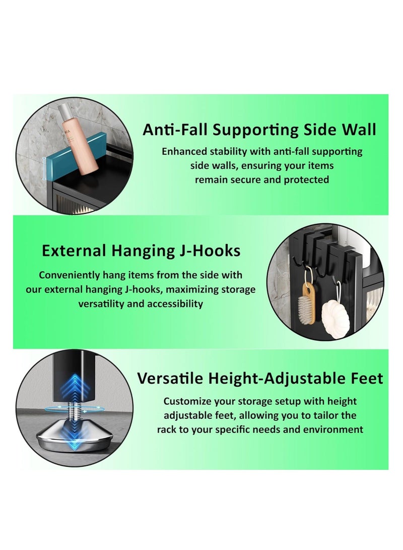 WALALLA 2 Tier Toilet Drum Washing Machine Rack, Bathroom Corner Stand Storage Organizer Accessories, Toilet Storage Cabinet with Storage layer, Plate Doors and Translucent Clear Window for Space Saver - Image 2