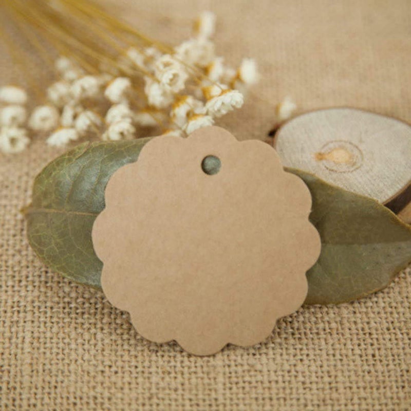 CVANU CVANU 120pcs Premium Gift Tags, Double-Sided Available Kraft Paper Price Tags with 120 Root Natural Jute Twine, Craft Tags Labels Treats Tags for Wedding Christmas Day Thanksgiving  - Image 5