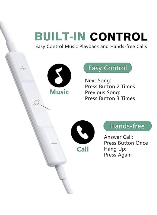 Sthxyfaith In-Ear Headphone 3.5mm Wired Earphone for Huawei, with Microphone Headset Noise Isolating Earphones, Suitable for iPad, Xiaomi, Huawei, Android Mobile Phone, Tablets, Laptops, White  - Image 2