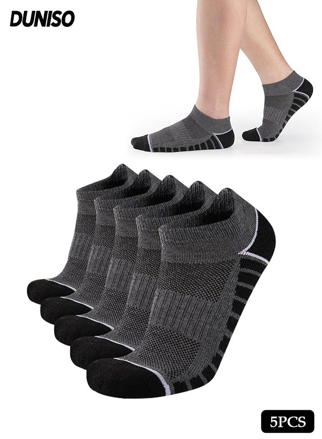 DUNISO 5 Pairs Ankle Athletic Socks，Non-Slip No Show Socks，Sweat Absorption and Odor Prevention Low Cut Sports Socks,Size 33-41，Unisex - Image 1