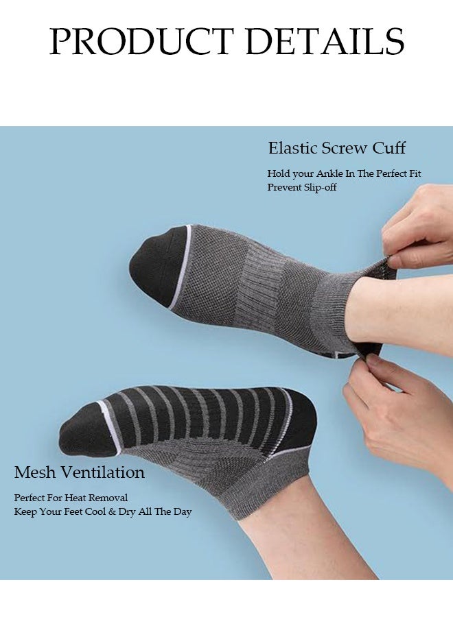 DUNISO 5 Pairs Ankle Athletic Socks，Non-Slip No Show Socks，Sweat Absorption and Odor Prevention Low Cut Sports Socks,Size 33-41，Unisex - Image 3